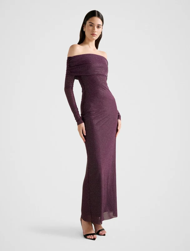 forever new  EFFIE Bardot Heatseal Maxi Dress for Women | Best Price UAE